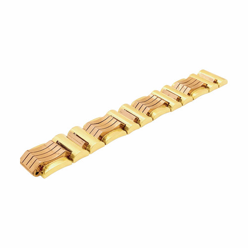 Bracelet Bracelet Tank en or jaune et or rose 750 58 Facettes 35924