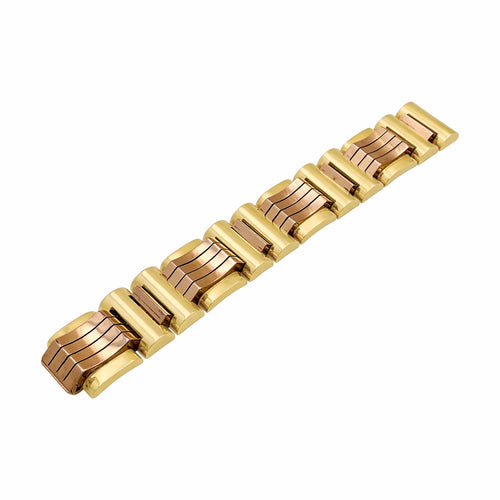 Bracelet Bracelet Tank en or jaune et or rose 750 58 Facettes 35924