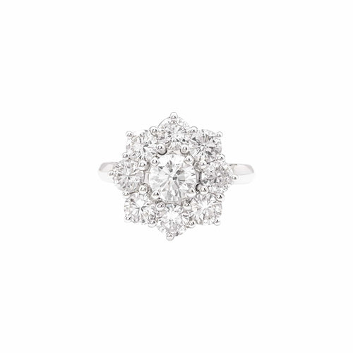 Bague 52 Bague marguerite en or blanc et platine sertie de diamants 58 Facettes 36014