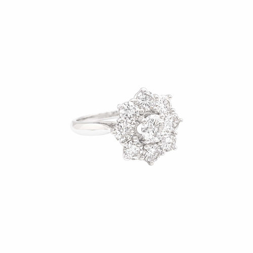 Bague 52 Bague marguerite en or blanc et platine sertie de diamants 58 Facettes 36014
