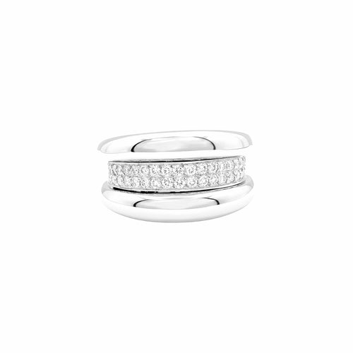 Bague 54 Bague à godrons en or blanc et diamants 58 Facettes 35938
