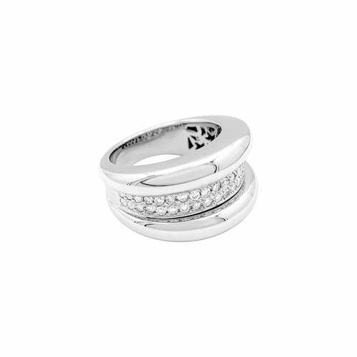 Bague 54 Bague à godrons en or blanc et diamants 58 Facettes 35938
