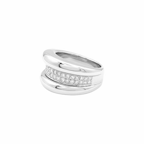 Bague 54 Bague à godrons en or blanc et diamants 58 Facettes 35938