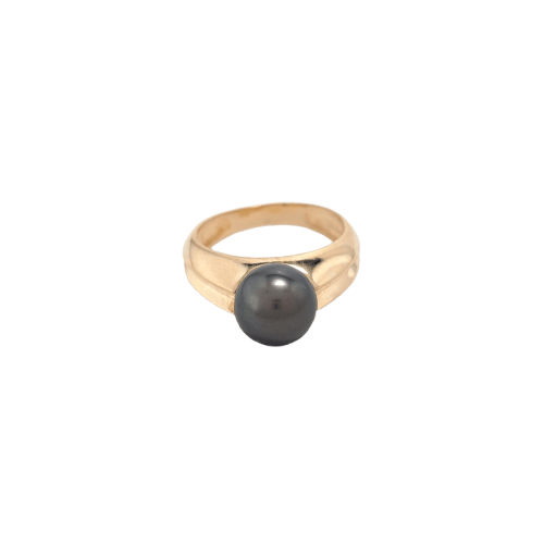 Bague en or jaune 18 carats et perle noire
