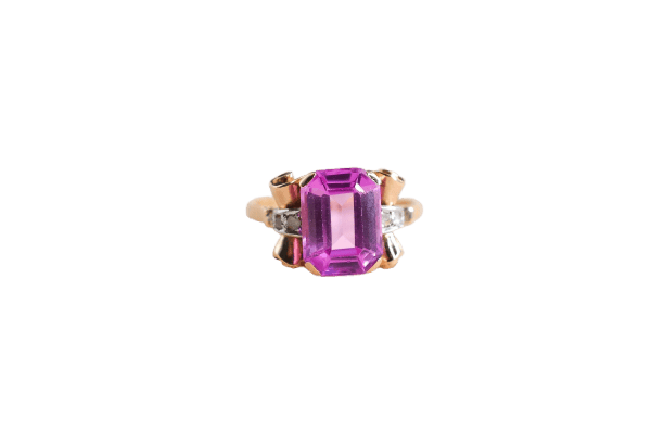 Bague Art Déco Saphir Verneuil rose & Diamants
