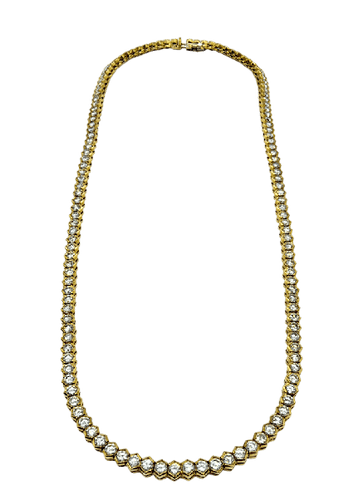 Collier rivière nid d’abeilles en or jaune 18K et diamants