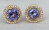 Boucles d'oreilles Halo - Boucles d'oreilles en or jaune 18k, tanzanites et diamants 58 Facettes earrings