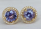 Boucles d'oreilles Halo - Boucles d'oreilles en or jaune 18k, tanzanites et diamants 58 Facettes earrings
