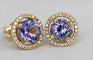Boucles d'oreilles Halo - Boucles d'oreilles en or jaune 18k, tanzanites et diamants 58 Facettes earrings