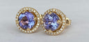 Boucles d'oreilles Halo - Boucles d'oreilles en or jaune 18k, tanzanites et diamants 58 Facettes earrings