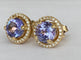 Boucles d'oreilles Halo - Boucles d'oreilles en or jaune 18k, tanzanites et diamants 58 Facettes earrings