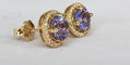 Boucles d'oreilles Halo - Boucles d'oreilles en or jaune 18k, tanzanites et diamants 58 Facettes earrings