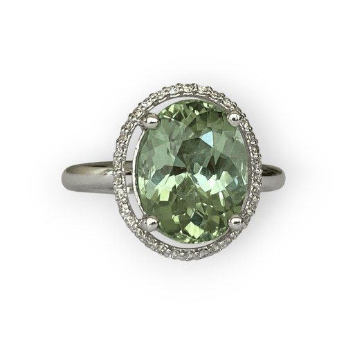Bague 54 Bague cocktail en or blanc 18k, tourmaline et diamants 58 Facettes ring