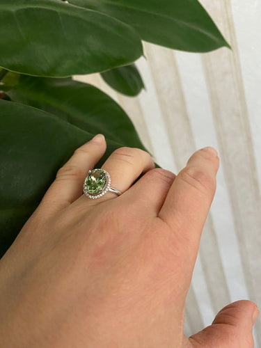 Bague 54 Bague cocktail en or blanc 18k, tourmaline et diamants 58 Facettes ring