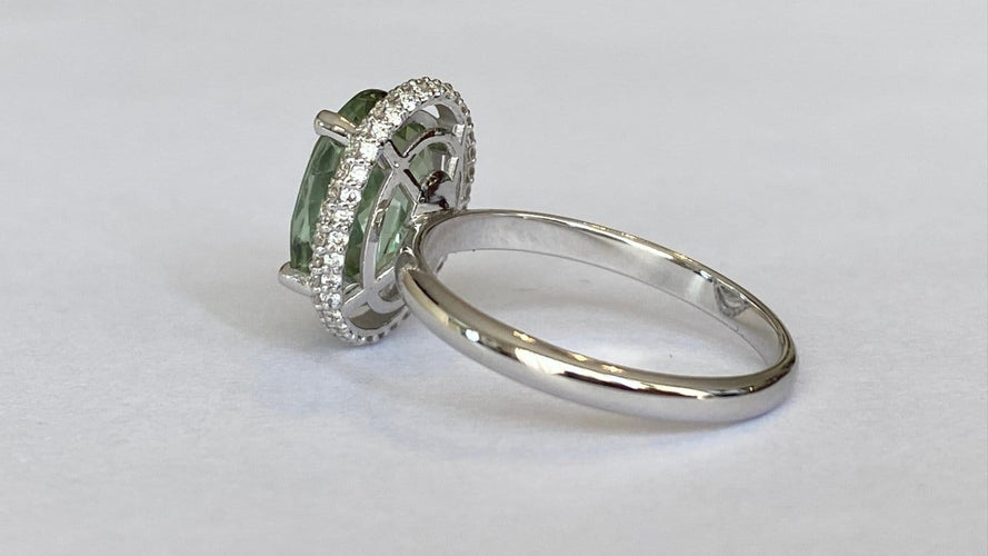Bague 54 Bague cocktail en or blanc 18k, tourmaline et diamants 58 Facettes ring