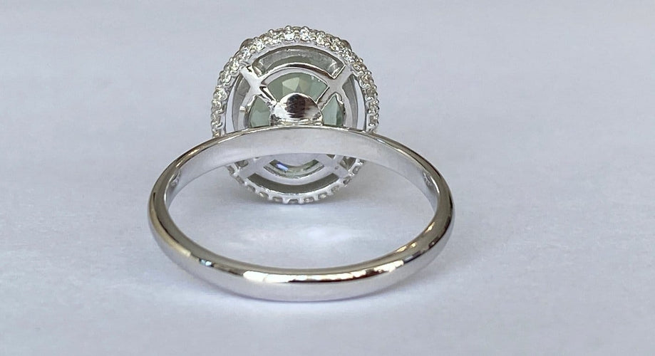 Bague 54 Bague cocktail en or blanc 18k, tourmaline et diamants 58 Facettes ring