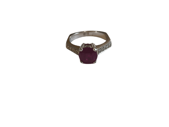 Bague 53 Bague en or blanc, rubis et diamants 58 Facettes 00771