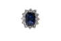 Bague en or blanc, saphir naturel et diamants