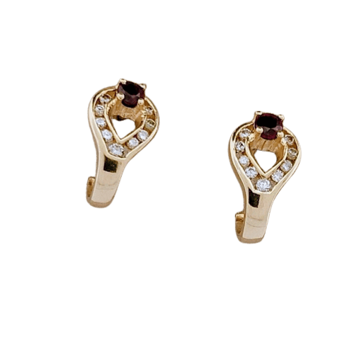 Boucles d'oreilles Boucles d'oreilles en or jaune, rubis et brillants 58 Facettes 2690340