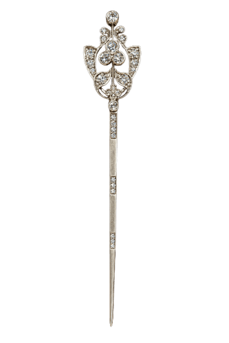 Broche Belle Époque - Broche-spillone en or jaune, argent et diamants 58 Facettes