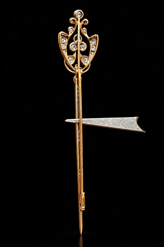 Broche Belle Époque - Broche-spillone en or jaune, argent et diamants 58 Facettes