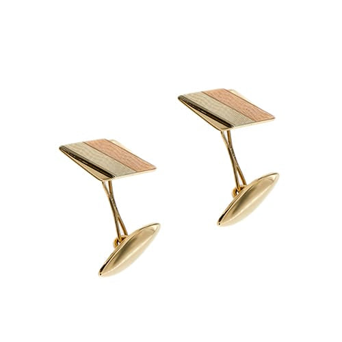 Boutons de manchette Boutons de manchette rectangulaires en or 18 ct trois ors 58 Facettes 35987