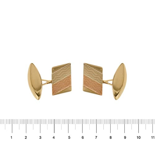 Boutons de manchette Boutons de manchette rectangulaires en or 18 ct trois ors 58 Facettes 35987