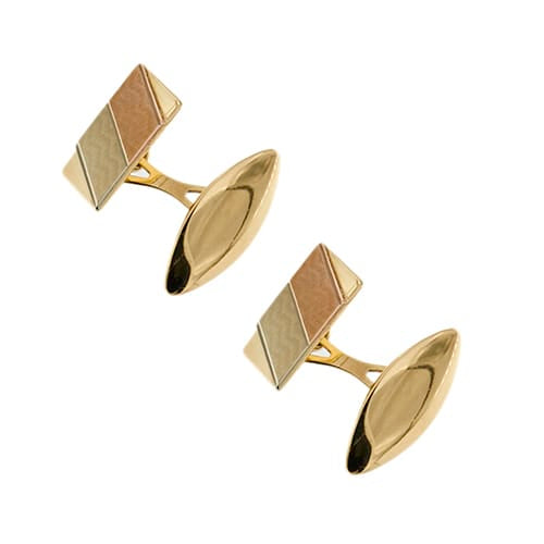 Boutons de manchette Boutons de manchette rectangulaires en or 18 ct trois ors 58 Facettes 35987
