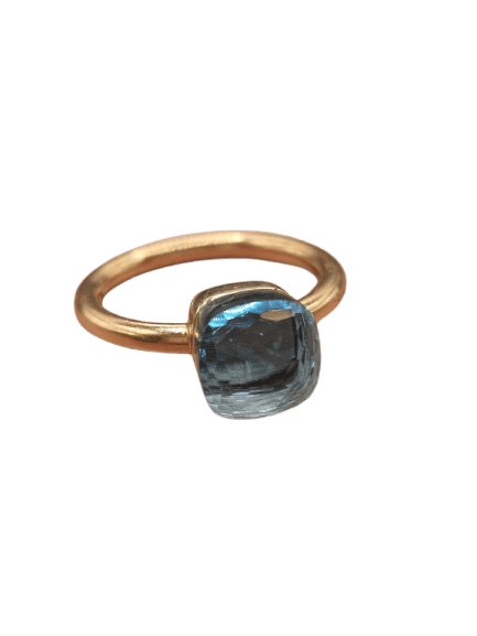 Bague 53 Pomellato Nudo Petit - Bague en or jaune 750 et topaze bleue 58 Facettes CV-131