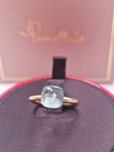 Bague 53 Pomellato Nudo Petit - Bague en or jaune 750 et topaze bleue 58 Facettes CV-131
