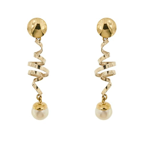 Boucles d'oreilles Boucles d’oreilles pendantes - Perles en or jaune et or blanc 18 ct 58 Facettes 36258