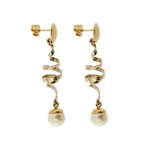Boucles d'oreilles Boucles d’oreilles pendantes - Perles en or jaune et or blanc 18 ct 58 Facettes 36258