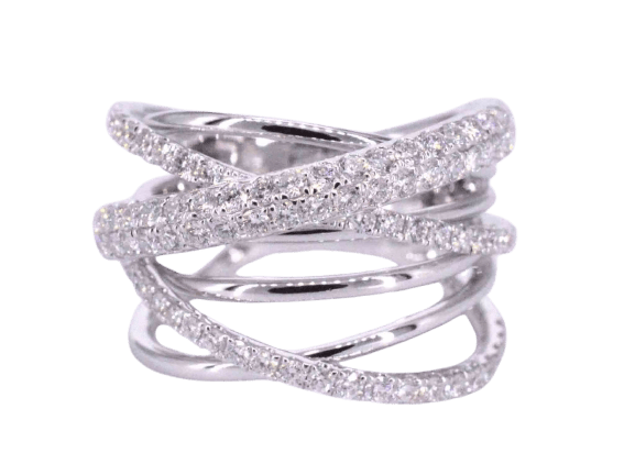 Bague 53 Bague de créateur - Bague en or blanc et diamants 58 Facettes 1021