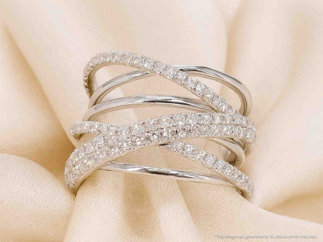 Bague 53 Bague de créateur - Bague en or blanc et diamants 58 Facettes 1021