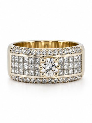 Bague 65 Bague en or jaune 18 carats et diamants naturels, taille 65 58 Facettes 91044