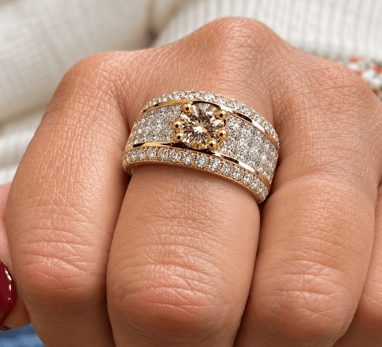 Bague 65 Bague en or jaune 18 carats et diamants naturels, taille 65 58 Facettes 91044