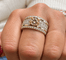 Bague 65 Bague en or jaune 18 carats et diamants naturels, taille 65 58 Facettes 91044