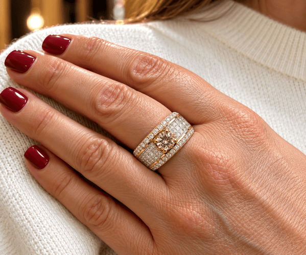 Bague 65 Bague en or jaune 18 carats et diamants naturels, taille 65 58 Facettes 91044