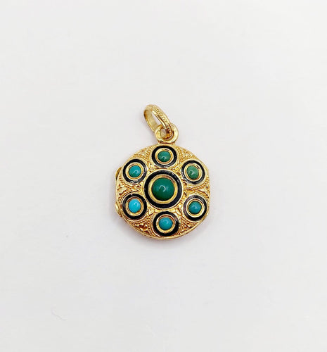 Pendentif Pendentif reliquaire victorien en or 18k, turquoises et croix 58 Facettes A07836