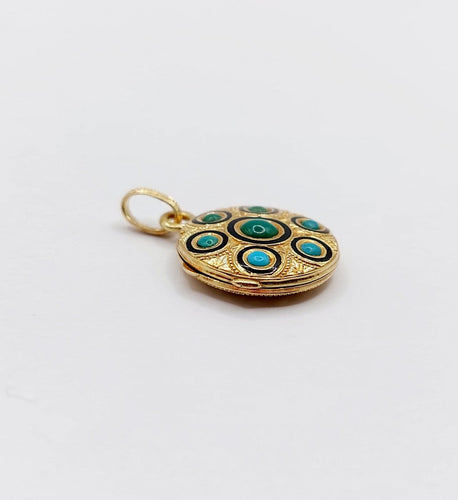 Pendentif Pendentif reliquaire victorien en or 18k, turquoises et croix 58 Facettes A07836