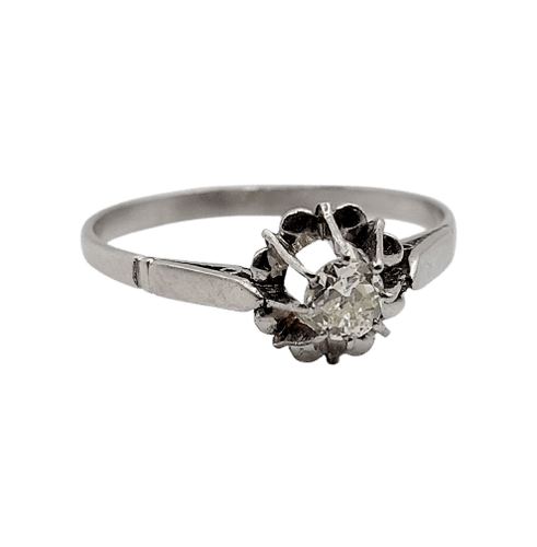 Bague solitaire Art déco en platine et diamant 0,17 carat