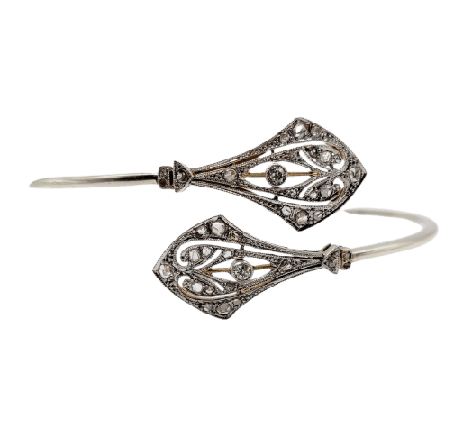 Bracelet Art déco en or blanc 18k et diamants taille rose