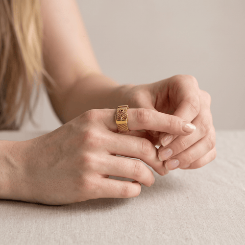 Bague 50 Bague ceinture en maille milanaise en or 18k 58 Facettes RI-1049