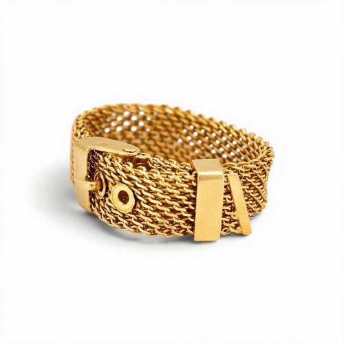 Bague 50 Bague ceinture en maille milanaise en or 18k 58 Facettes RI-1049