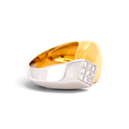 Bague 52 Fred Paris - Chevalière en ors jaune et blanc 18k, diamants 58 Facettes RI-1088