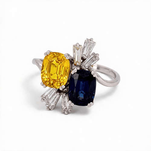 Bague 52 Bague Toi et Moi vintage en or 18k, saphirs et diamants 58 Facettes RI-1084