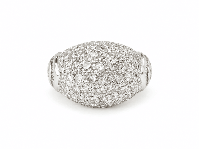 Bague 55 Bague vintage pavée de diamants 2,50 ct en or blanc 18 carats 58 Facettes 33841