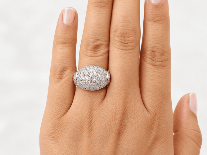 Bague 55 Bague vintage pavée de diamants 2,50 ct en or blanc 18 carats 58 Facettes 33841