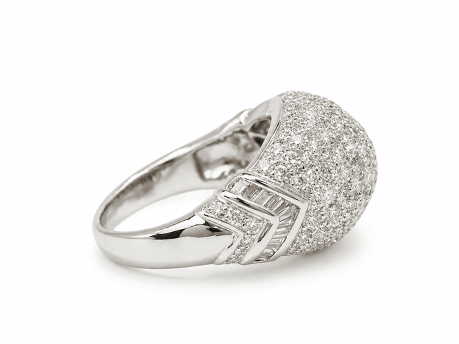 Bague 55 Bague vintage pavée de diamants 2,50 ct en or blanc 18 carats 58 Facettes 33841