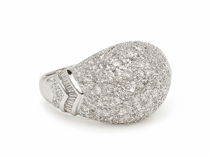 Bague 55 Bague vintage pavée de diamants 2,50 ct en or blanc 18 carats 58 Facettes 33841